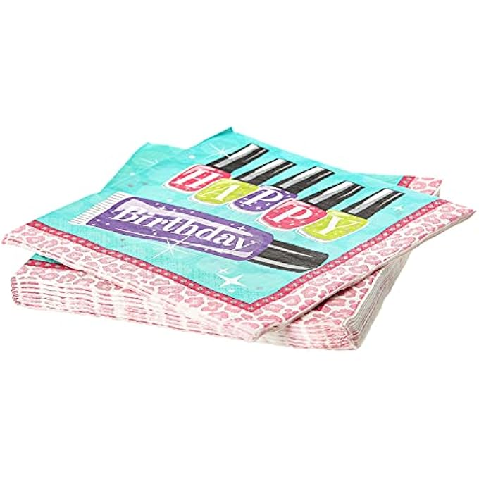 SPARKLE SPA PARTY LUNCHEON HAPPY BIRTHDAY NAPKINS 16 PIECES - Image 1